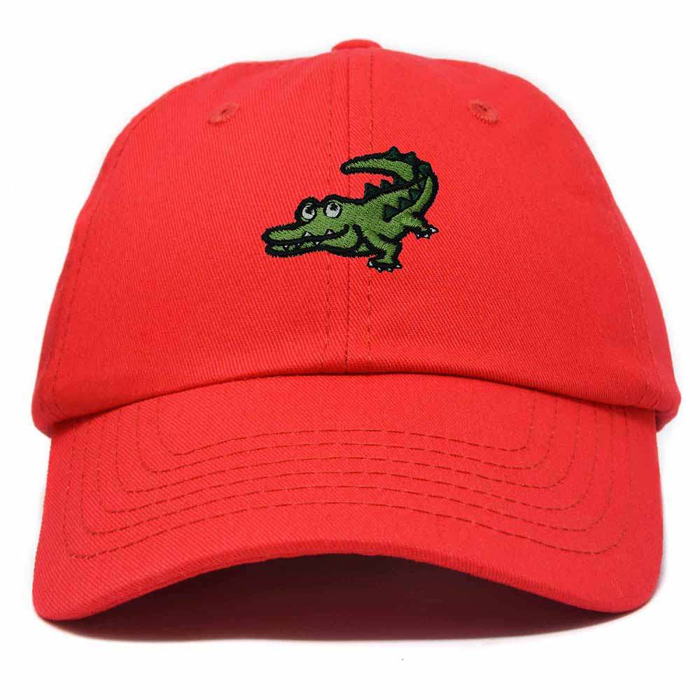Dalix Alligator Cap Embroidered Mens Cotton Dad Hat Baseball Hat in Red