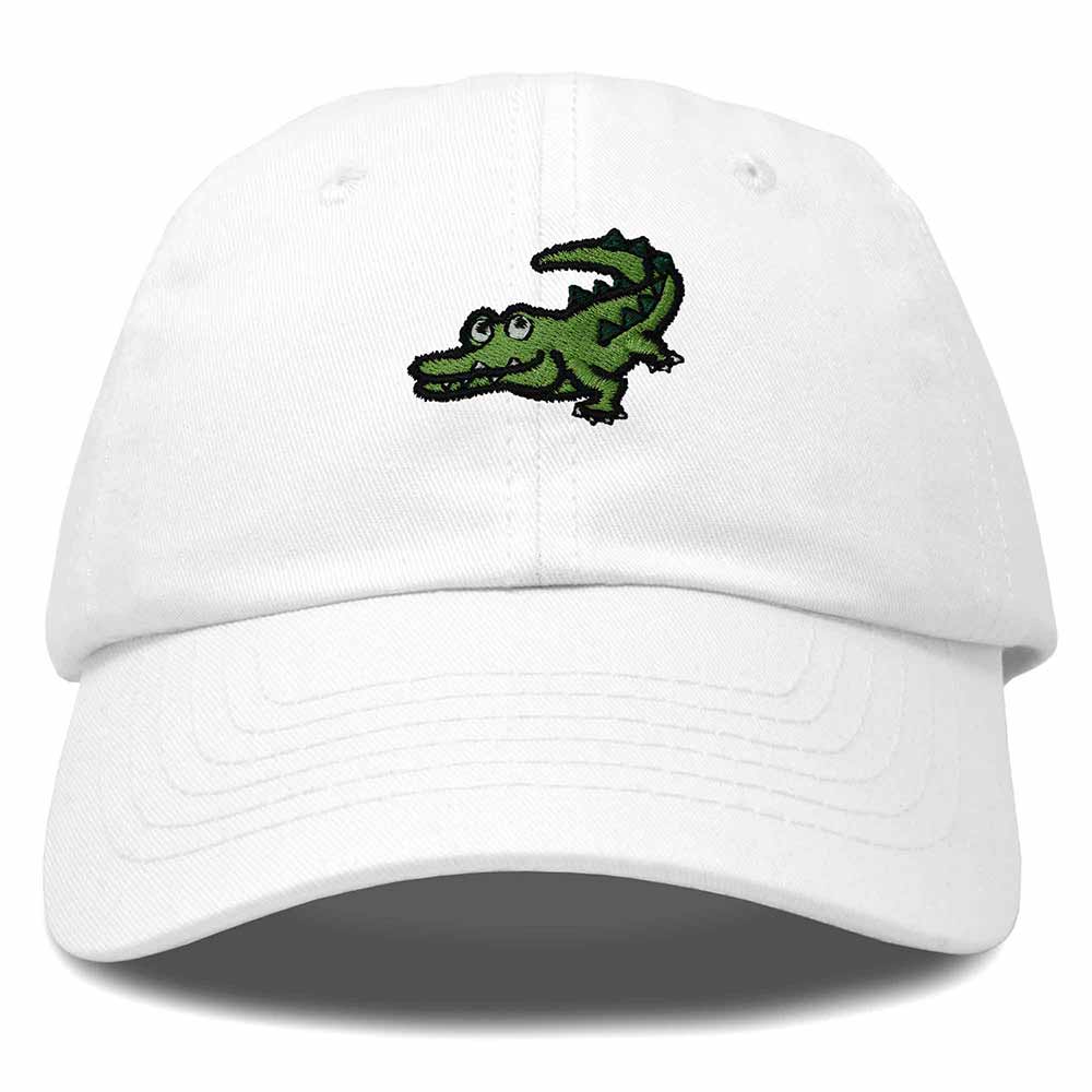 Dalix Alligator Cap Embroidered Mens Cotton Dad Hat Baseball Hat in White