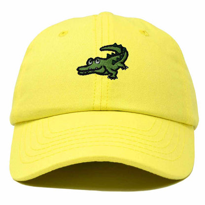 Dalix Alligator Cap Embroidered Mens Cotton Dad Hat Baseball Hat in Yellow