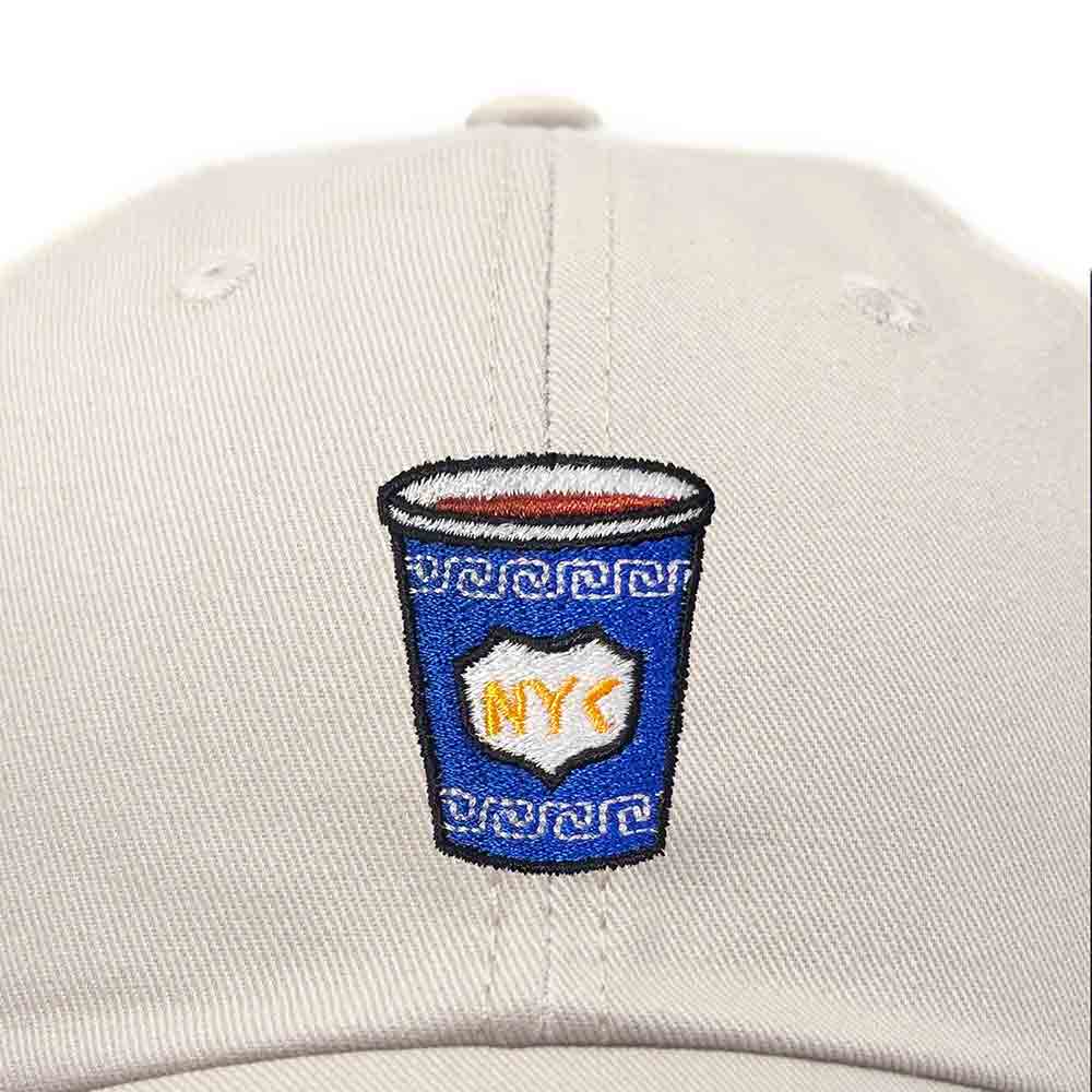 Dalix Anthora Coffee Cup Embroidered Dad Cap New York Baseball Hat Womens in Khaki