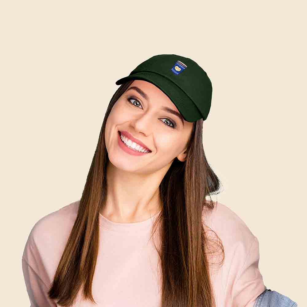 Dalix Anthora Coffee Cup Embroidered Dad Cap New York Baseball Hat Womens in Olive
