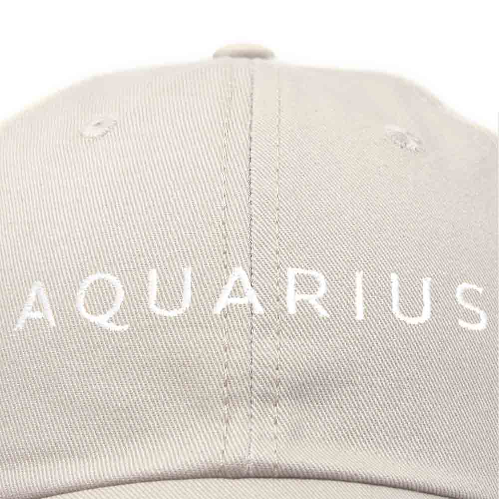 Dalix Aquarius Dad Hat Embroidered Zodiac Astrology Cotton Baseball Cap in Khaki