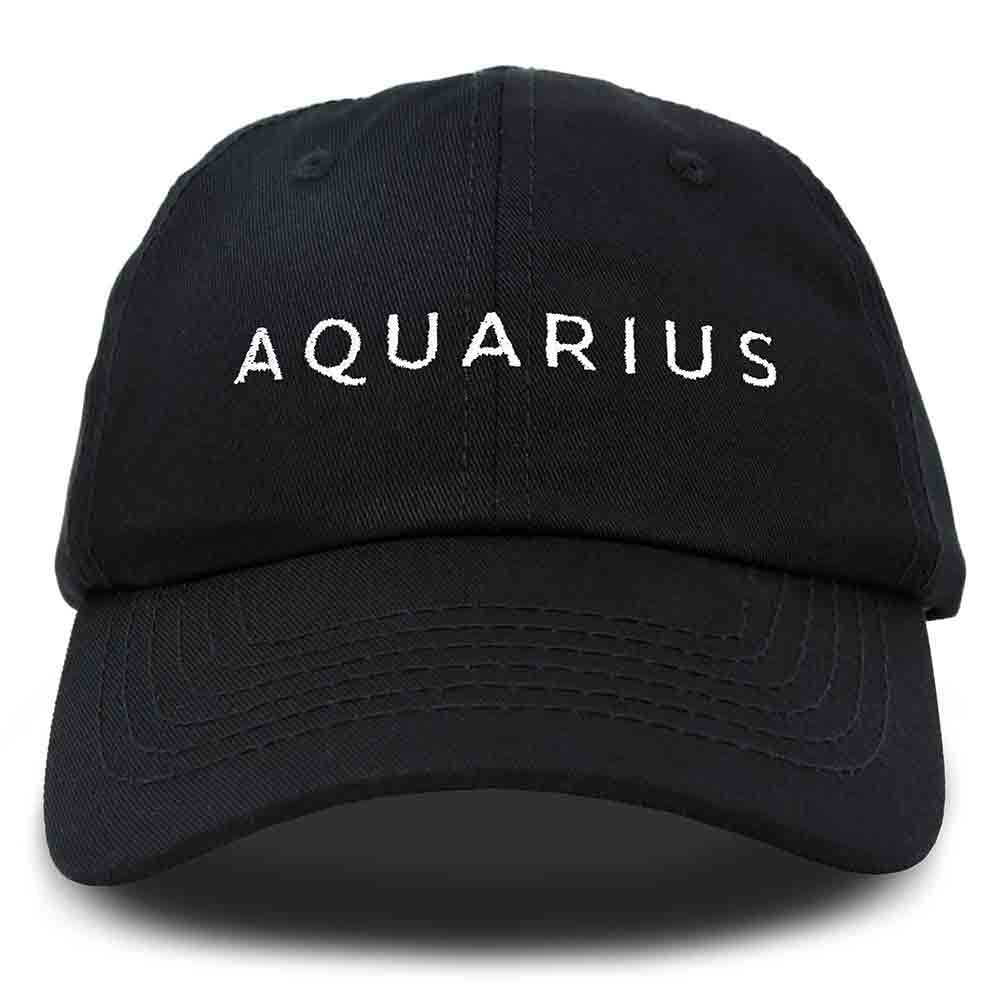 Dalix Aquarius Dad Hat Embroidered Zodiac Astrology Cotton Baseball Cap in Beige