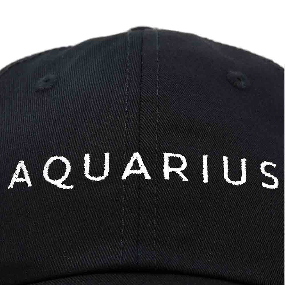Dalix Aquarius Dad Hat Embroidered Zodiac Astrology Cotton Baseball Cap in Black