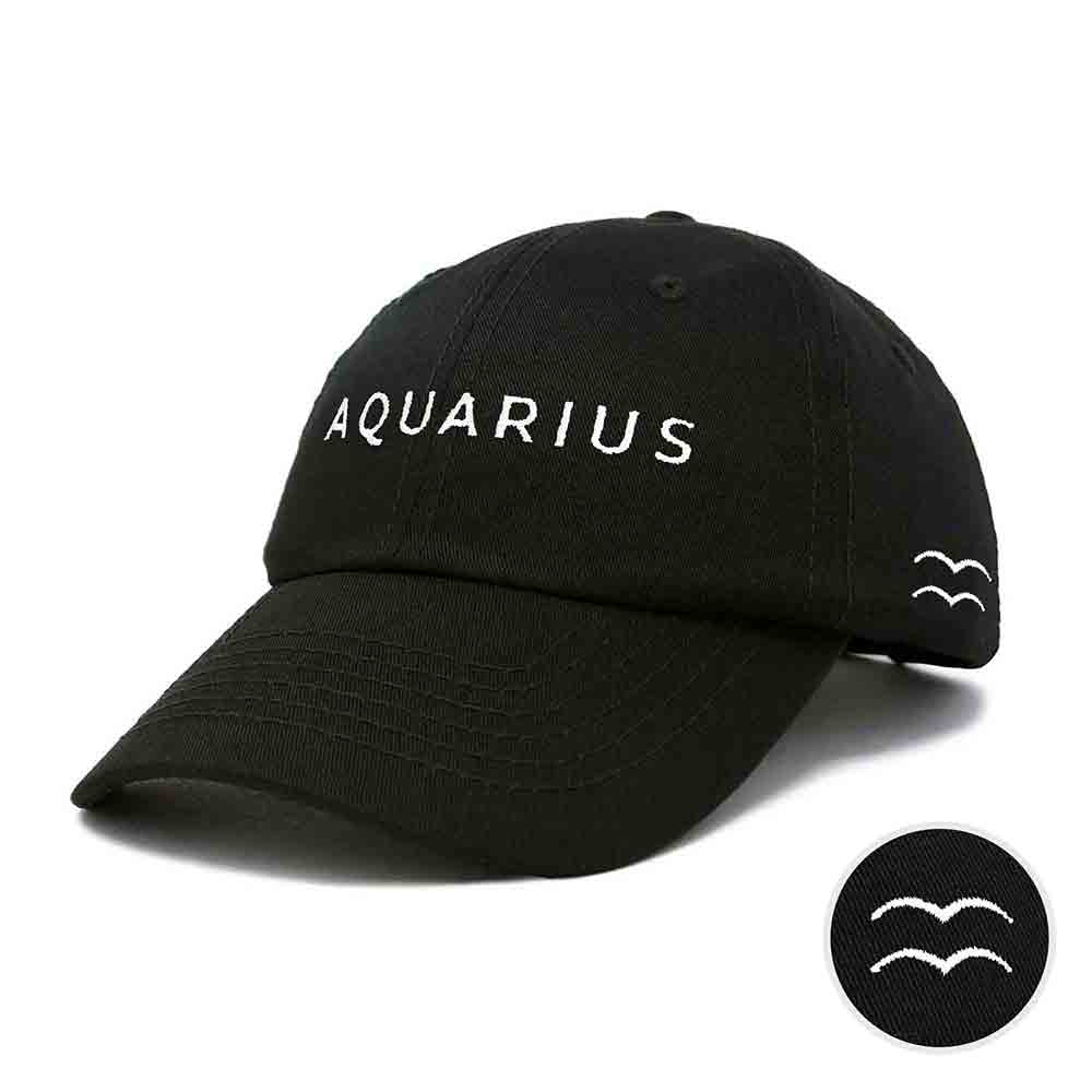 Dalix Aquarius Dad Hat Embroidered Zodiac Astrology Cotton Baseball Cap in Gold