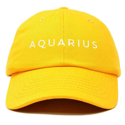 Dalix Aquarius Dad Hat Embroidered Zodiac Astrology Cotton Baseball Cap in Royal Blue