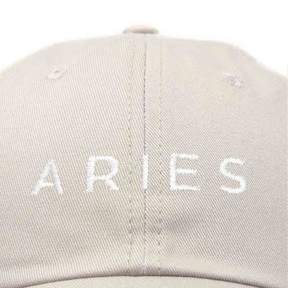 Dalix Aries Dad Hat Embroidered Zodiac Astrology Cotton Baseball Cap in Khaki