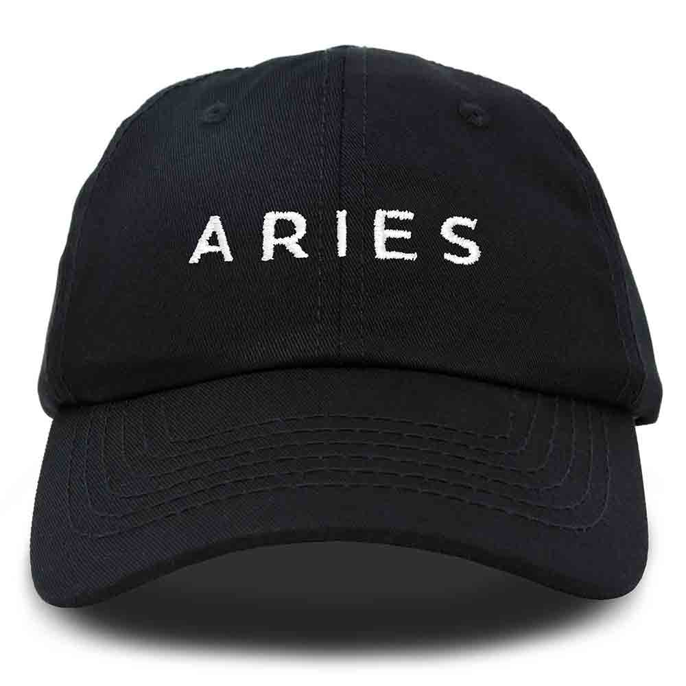 Dalix Aries Dad Hat Embroidered Zodiac Astrology Cotton Baseball Cap in Beige