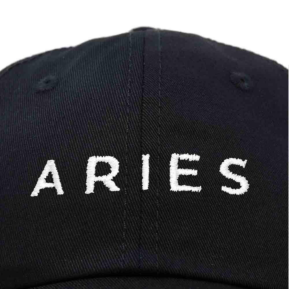 Dalix Aries Dad Hat Embroidered Zodiac Astrology Cotton Baseball Cap in Black