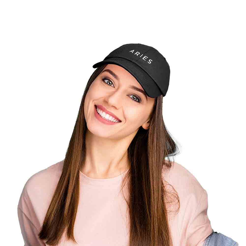 Dalix Aries Dad Hat Embroidered Zodiac Astrology Cotton Baseball Cap in Gray