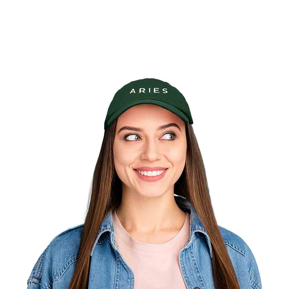 Dalix Aries Dad Hat Embroidered Zodiac Astrology Cotton Baseball Cap in Red