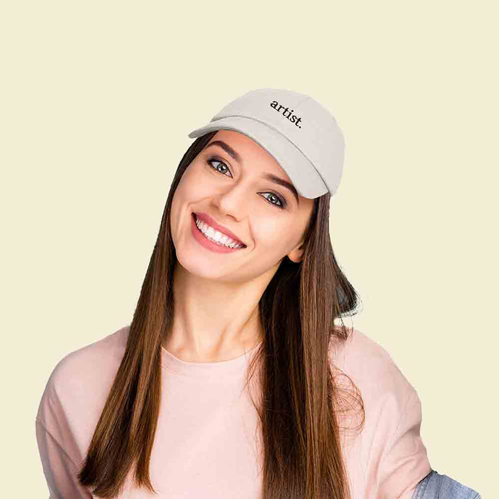 Dalix Artist Embroidered Dad Cap Cotton Baseball Hat Women in Light Pink