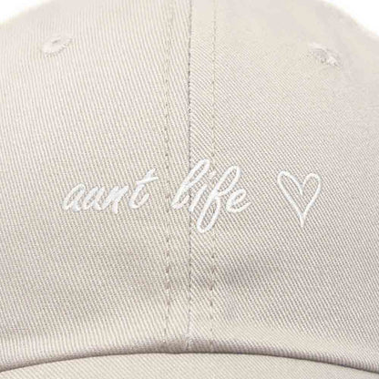Dalix Aunt Life Embroidered Dad Hat Cotton Baseball Cap Womens in Khaki