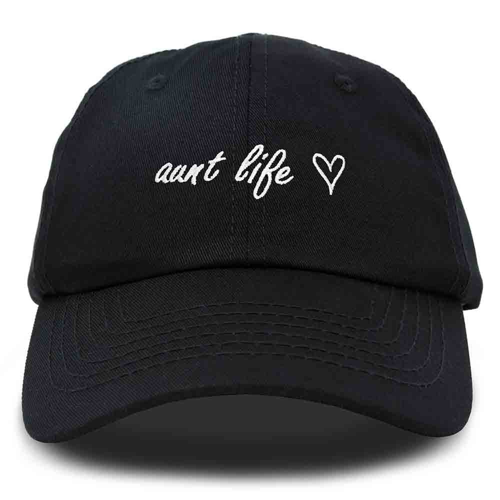Dalix Aunt Life Embroidered Dad Hat Cotton Baseball Cap Womens in Beige