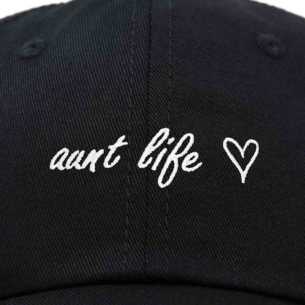 Dalix Aunt Life Embroidered Dad Hat Cotton Baseball Cap Womens in Black