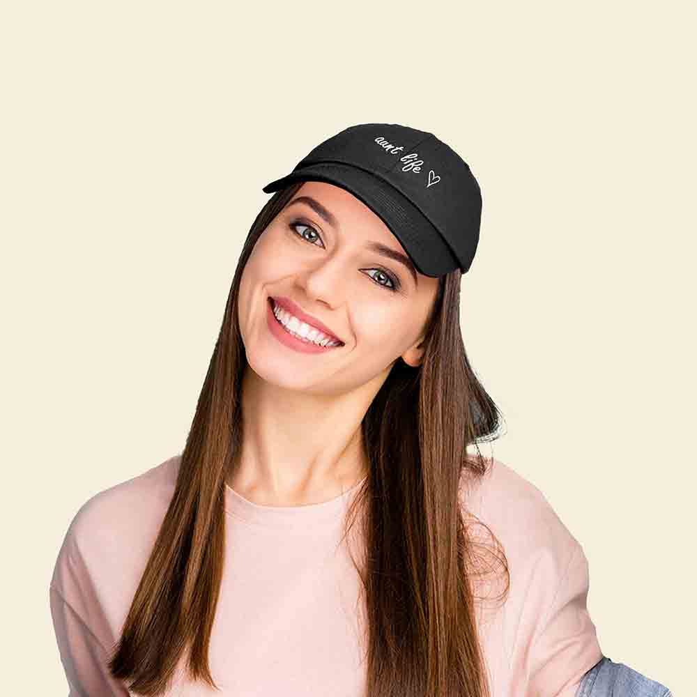 Dalix Aunt Life Embroidered Dad Hat Cotton Baseball Cap Womens in Dark Green