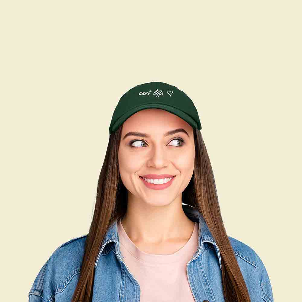 Dalix Aunt Life Embroidered Dad Hat Cotton Baseball Cap Womens in Orange