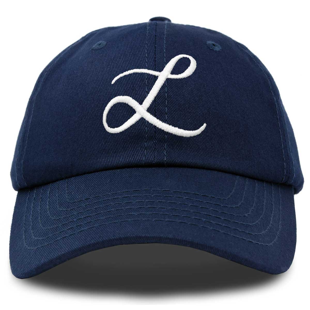 Dalix Initial Hat Letter L Black Womens Baseball Cap Monogram Cursive Embroider