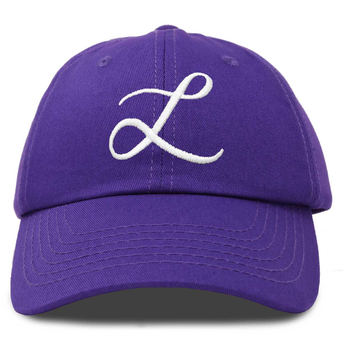 Dalix Initial Hat Letter L Black Womens Baseball Cap Monogram Cursive Embroider
