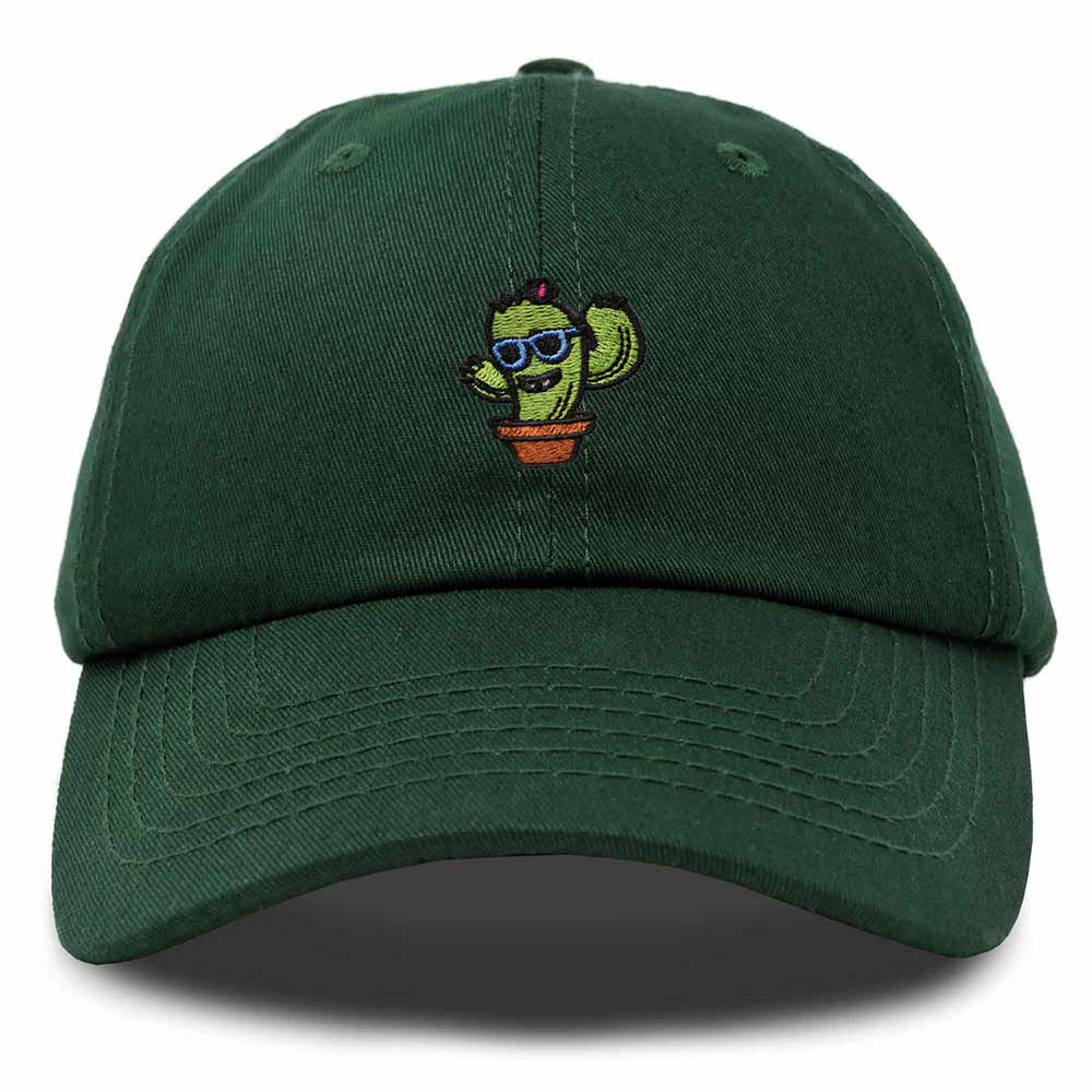 Dalix Cactus Embroidered Cap Cotton Baseball Summer Cool Dad Hat Mens in Dark Green