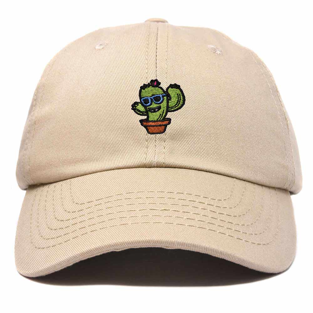 Dalix Cactus Embroidered Cap Cotton Baseball Summer Cool Dad Hat Mens in Khaki
