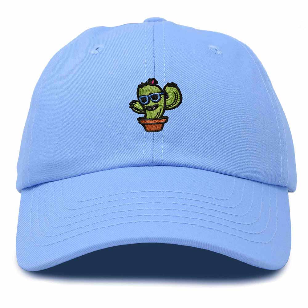 Dalix Cactus Embroidered Cap Cotton Baseball Summer Cool Dad Hat Mens in Light Blue