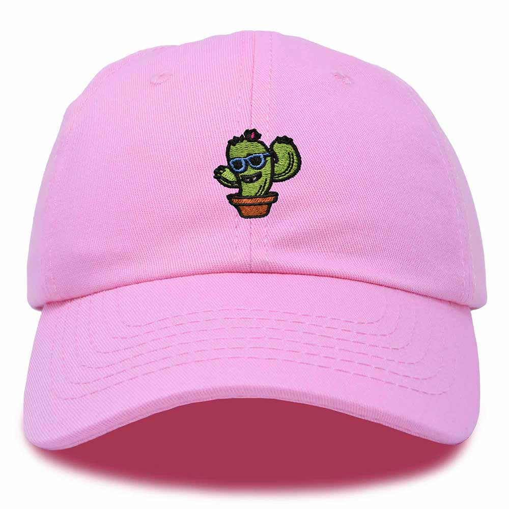 Dalix Cactus Embroidered Cap Cotton Baseball Summer Cool Dad Hat Mens in Light Pink