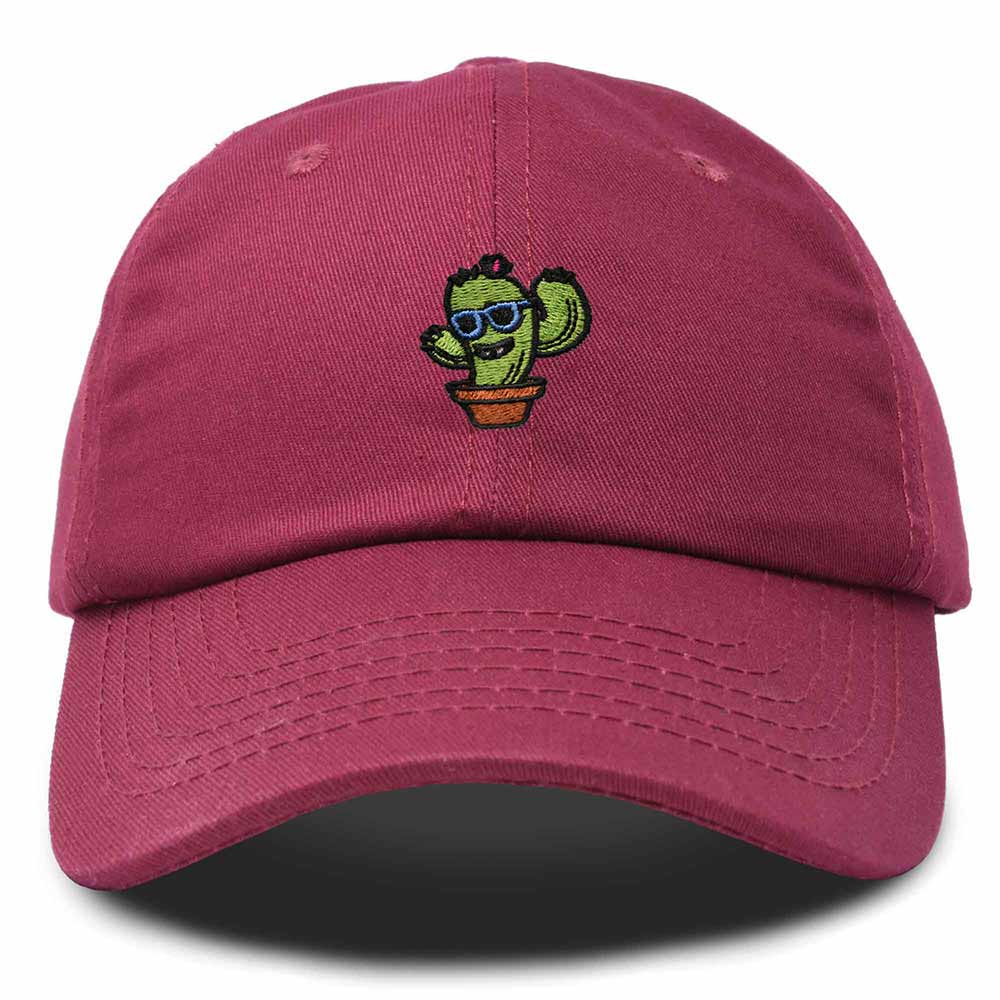 Dalix Cactus Embroidered Cap Cotton Baseball Summer Cool Dad Hat Mens in Maroon