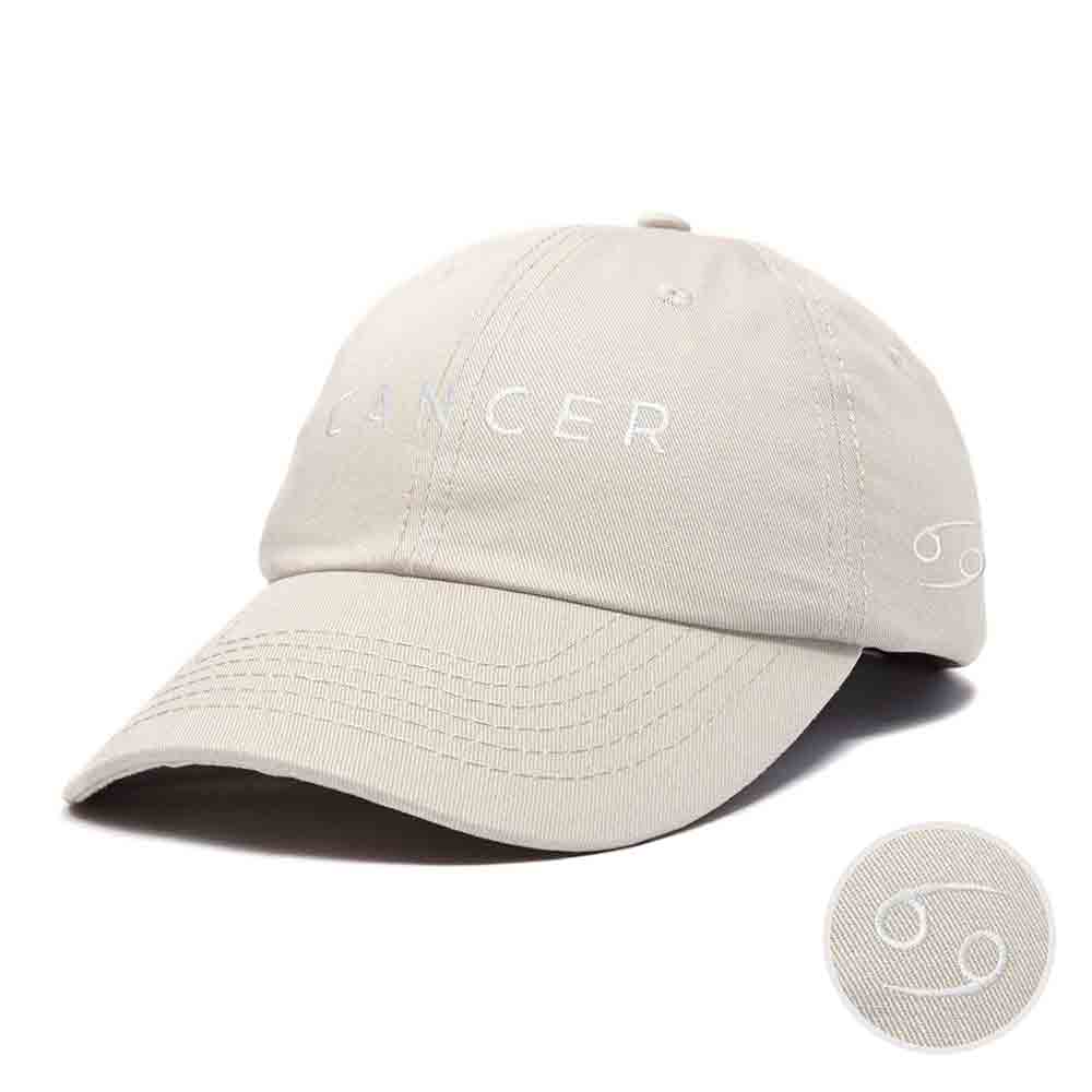 Dalix Cancer Dad Hat Embroidered Zodiac Astrology Cotton Baseball Cap in Light Blue