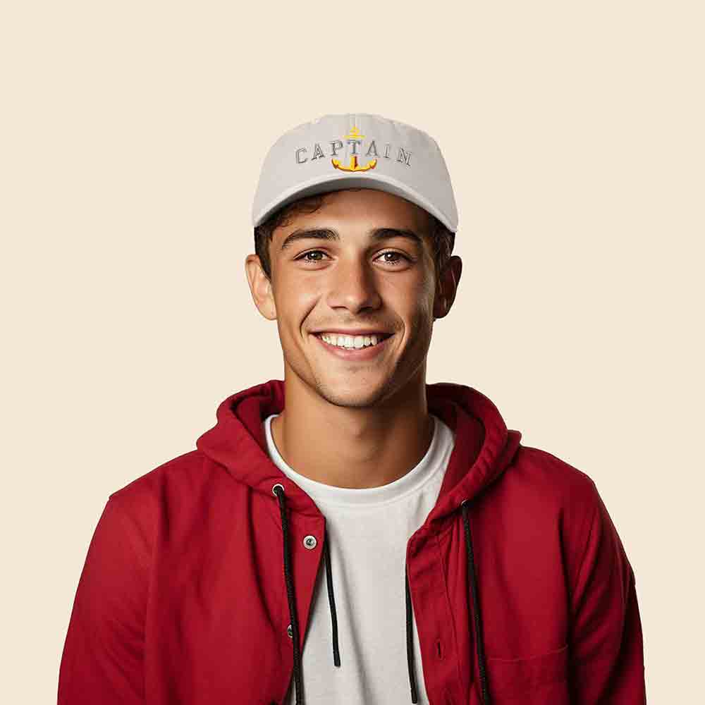 Dalix Captain Embroidered Dad Cap Cotton Baseball Hat Men in Light Blue