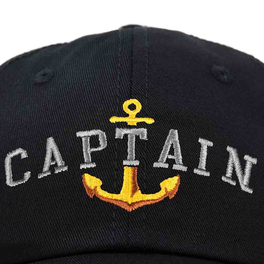 Dalix Captain Embroidered Dad Cap Cotton Baseball Hat Men in Black