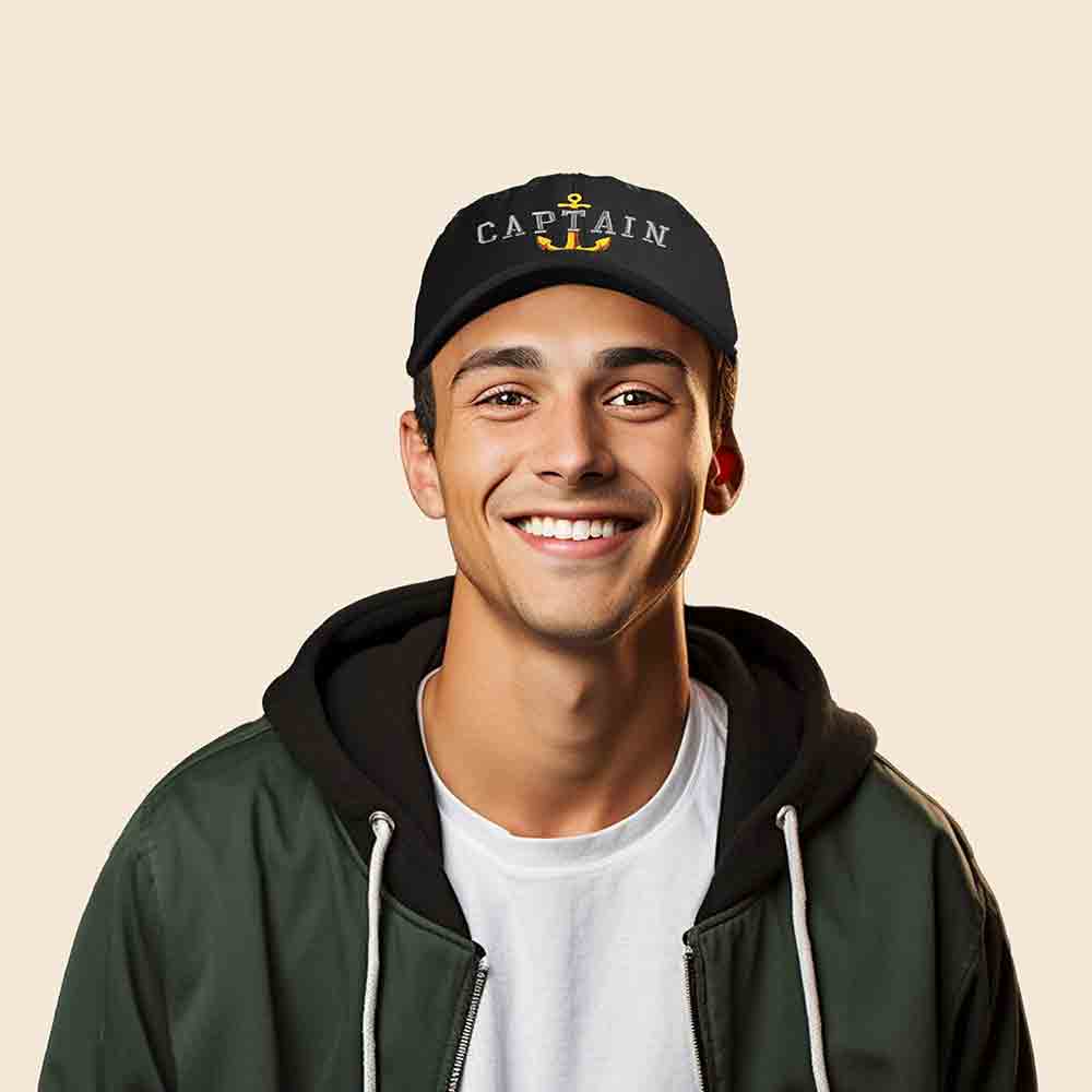 Dalix Captain Embroidered Dad Cap Cotton Baseball Hat Men in Dark Green