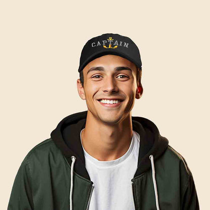 Dalix Captain Embroidered Dad Cap Cotton Baseball Hat Men in Dark Green