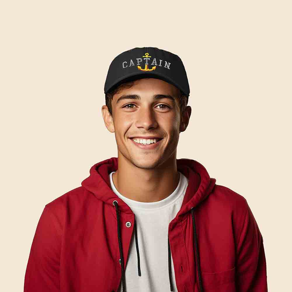 Dalix Captain Embroidered Dad Cap Cotton Baseball Hat Men in Gold
