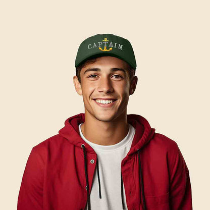 Dalix Captain Embroidered Dad Cap Cotton Baseball Hat Men in Orange