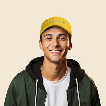 Dalix Captain Embroidered Dad Cap Cotton Baseball Hat Men in White