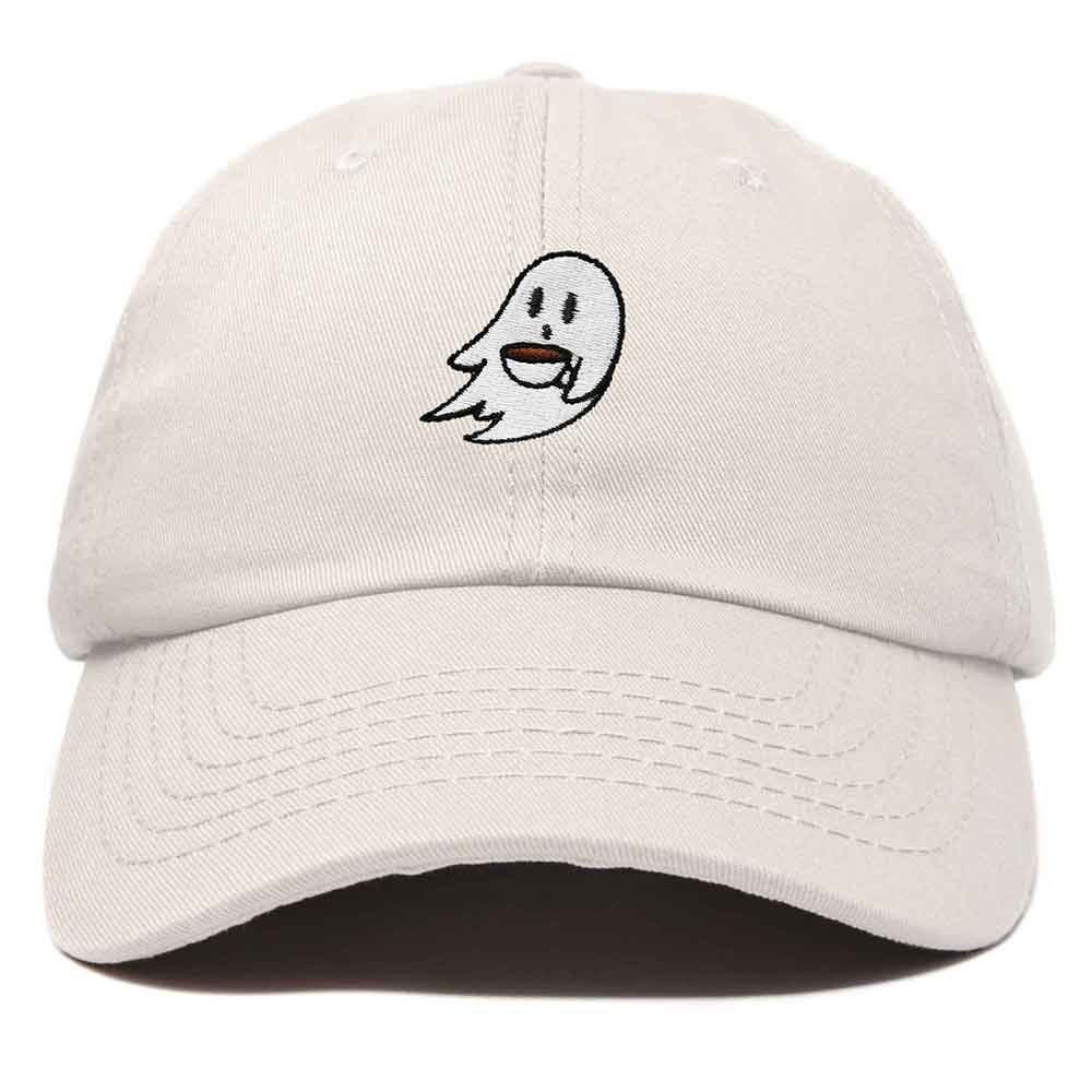 Dalix Spooke-a-Latte Ghost Cap Embroidered Coffee Cotton Baseball Hat Mens Womens in Beige