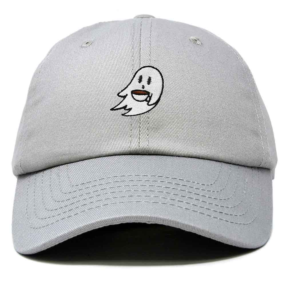 Dalix Spooke-a-Latte Ghost Cap Embroidered Coffee Cotton Baseball Hat Mens Womens in Gray