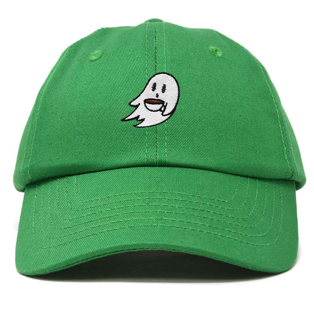 Dalix Spooke-a-Latte Ghost Cap Embroidered Coffee Cotton Baseball Hat Mens Womens in Kelly Green