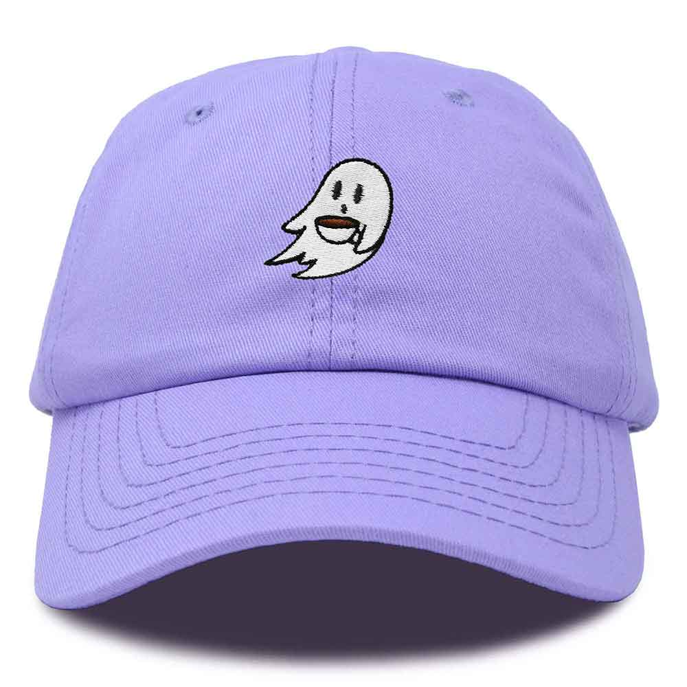 Dalix Spooke-a-Latte Ghost Cap Embroidered Coffee Cotton Baseball Hat Mens Womens in Lavender