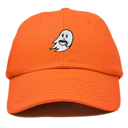 Dalix Spooke-a-Latte Ghost Cap Embroidered Coffee Cotton Baseball Hat Mens Womens in Orange