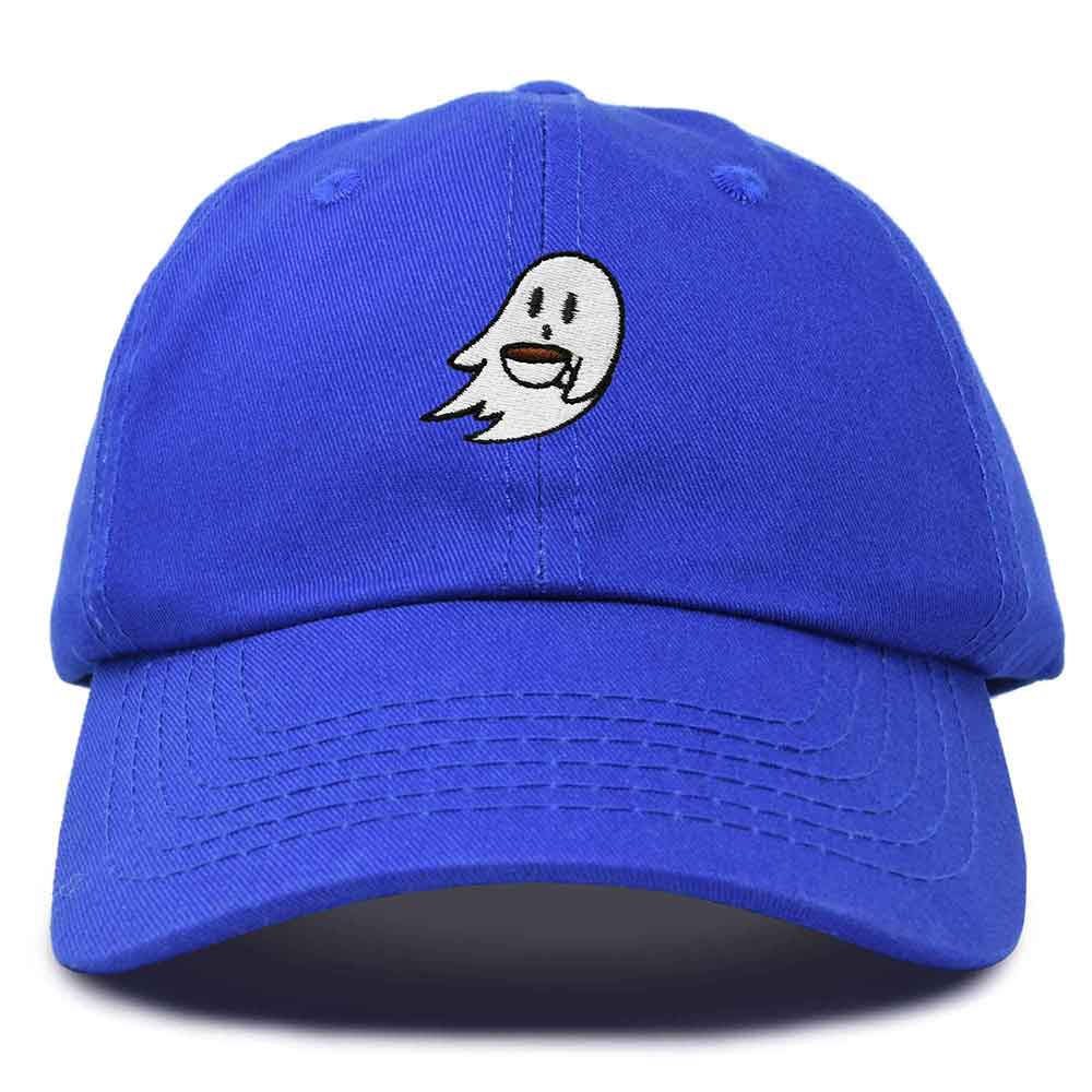 Dalix Spooke-a-Latte Ghost Cap Embroidered Coffee Cotton Baseball Hat Mens Womens in Royal Blue