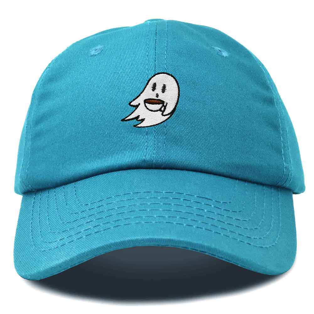 Dalix Spooke-a-Latte Ghost Cap Embroidered Coffee Cotton Baseball Hat Mens Womens in Teal