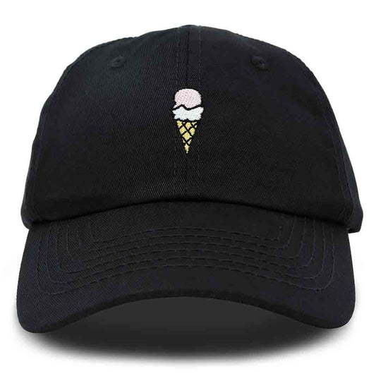 Dalix Double Scoop Embroidered Ice Cream Dad Hat Embroidered Cap Women in Beige