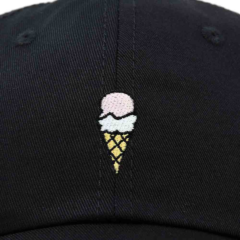 Dalix Double Scoop Embroidered Ice Cream Dad Hat Embroidered Cap Women in Black