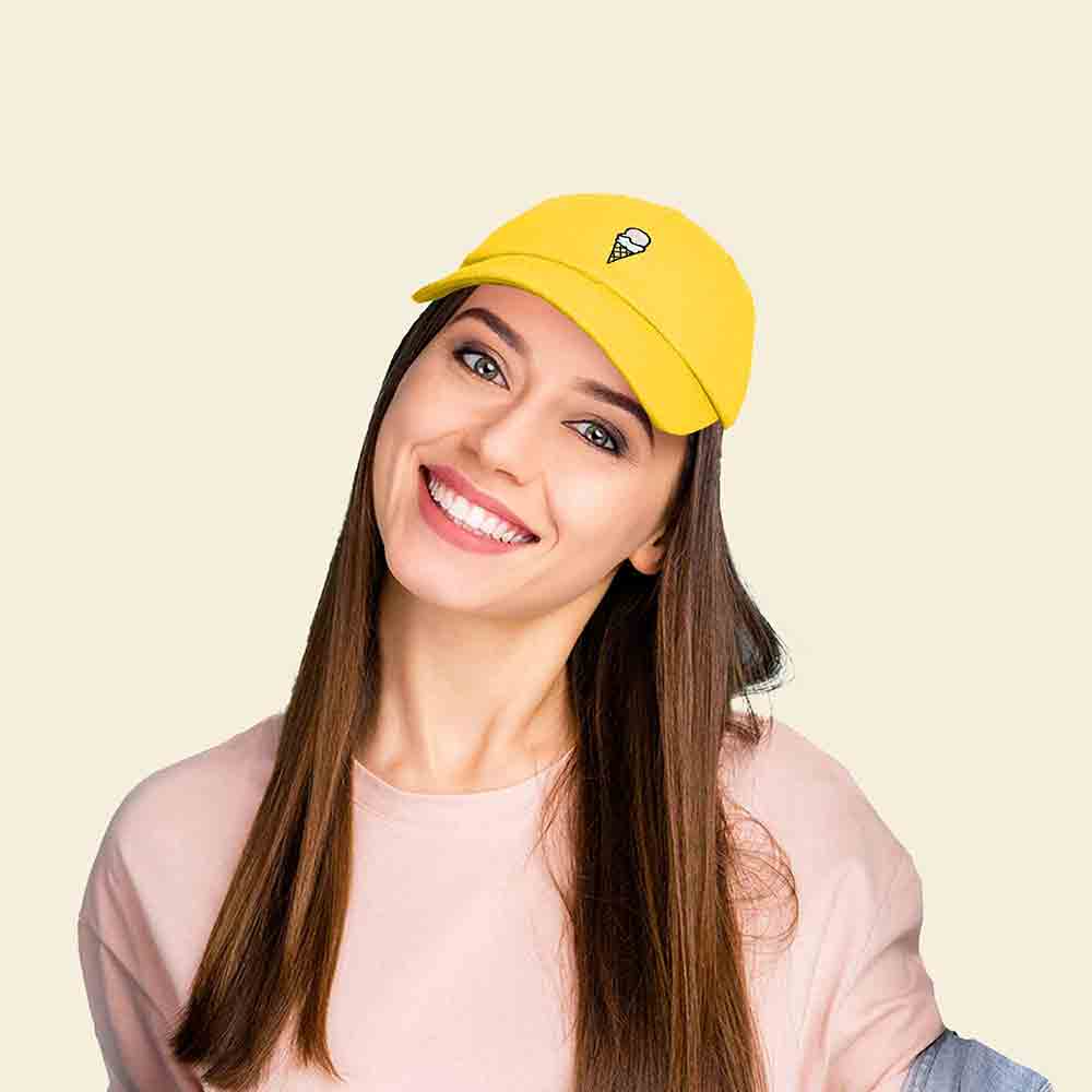 Dalix Double Scoop Embroidered Ice Cream Dad Hat Embroidered Cap Women in White