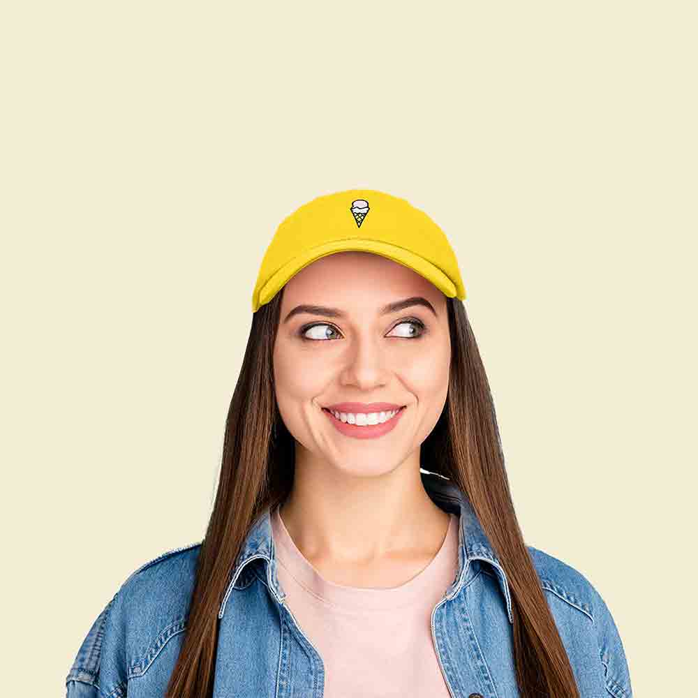 Dalix Double Scoop Embroidered Ice Cream Dad Hat Embroidered Cap Women in Washed Navy Blue