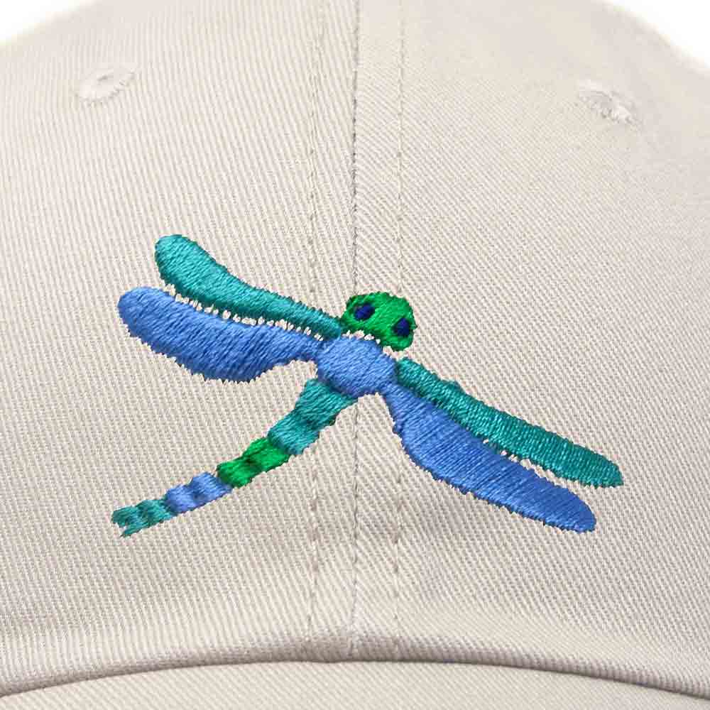 Dalix Dragonfly Embroidered Dad Cap Cotton Baseball Hat Women in Khaki