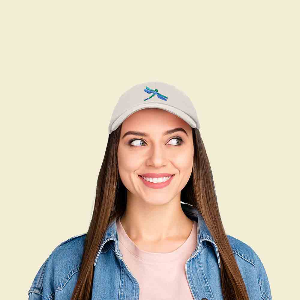Dalix Dragonfly Embroidered Dad Cap Cotton Baseball Hat Women in Light Blue