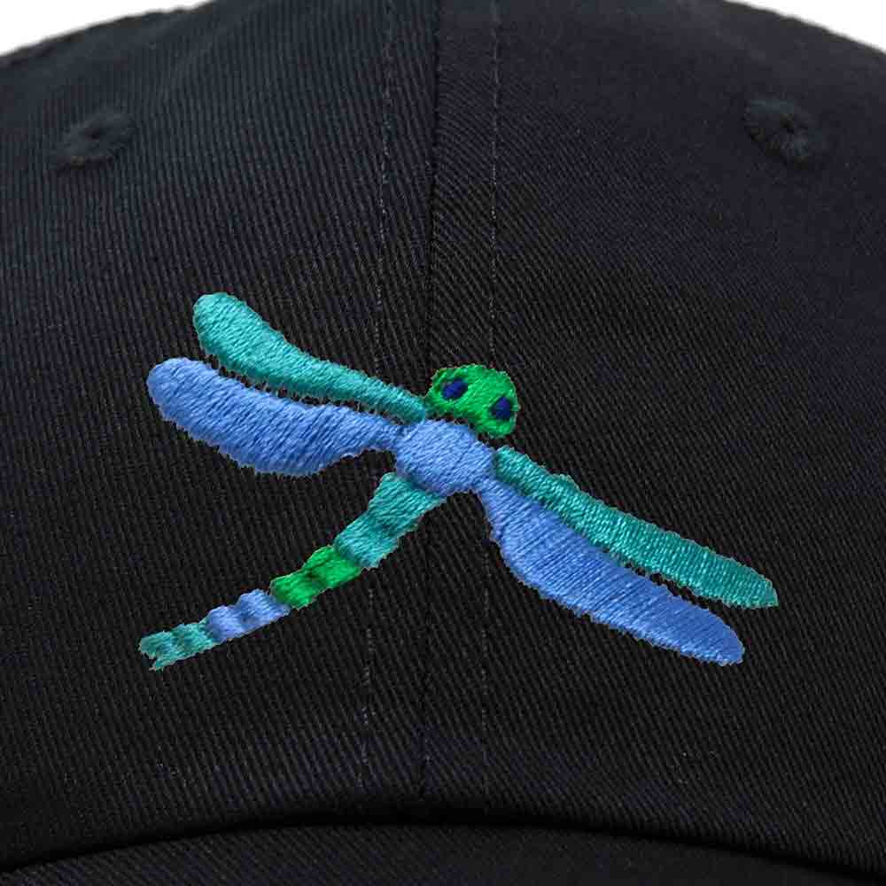 Dalix Dragonfly Embroidered Dad Cap Cotton Baseball Hat Women in Black